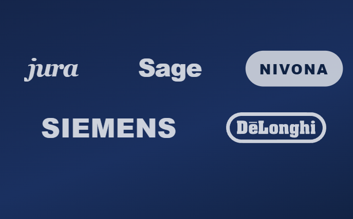 Logá značiek kávovarov Jura, Sage, Nivona, Siemens a DeLonghi